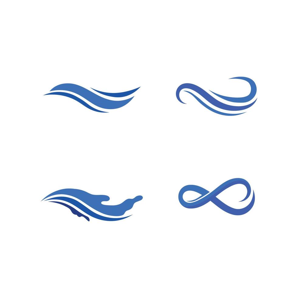 vector de icono de onda de agua y vector de conjunto de diseño de logotipo de agua