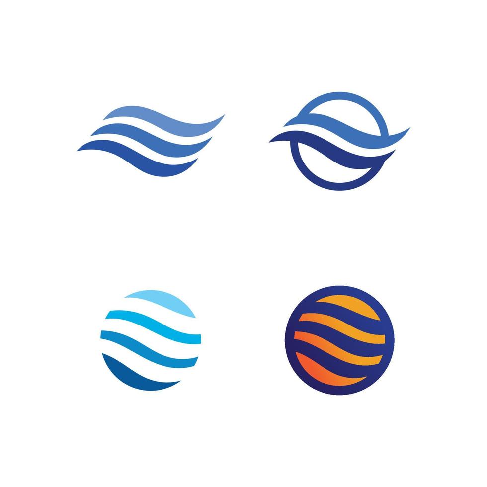 Water wave icon vector and water logo design set vector