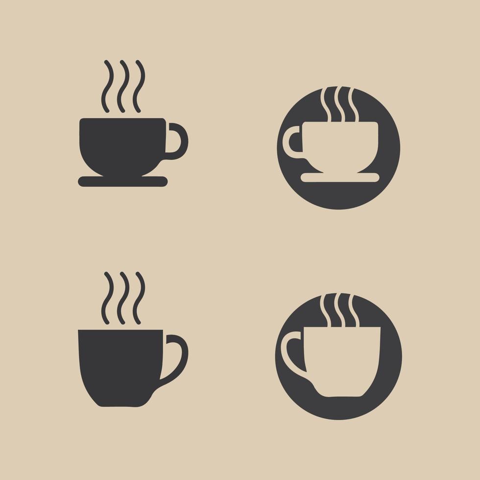 taza de café plantilla de logotipo icono de bebidas calientes ilustración de juego de té y café vector