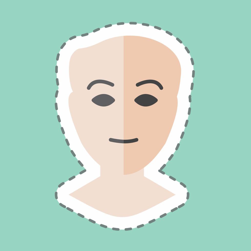 pegatina de rostro humano, corte de línea: ilustración simple, buena para impresiones, anuncios, etc. vector