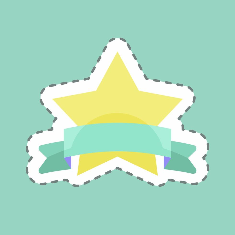 Winner Badge Sticker in trendy line cut isolated on blue background vector