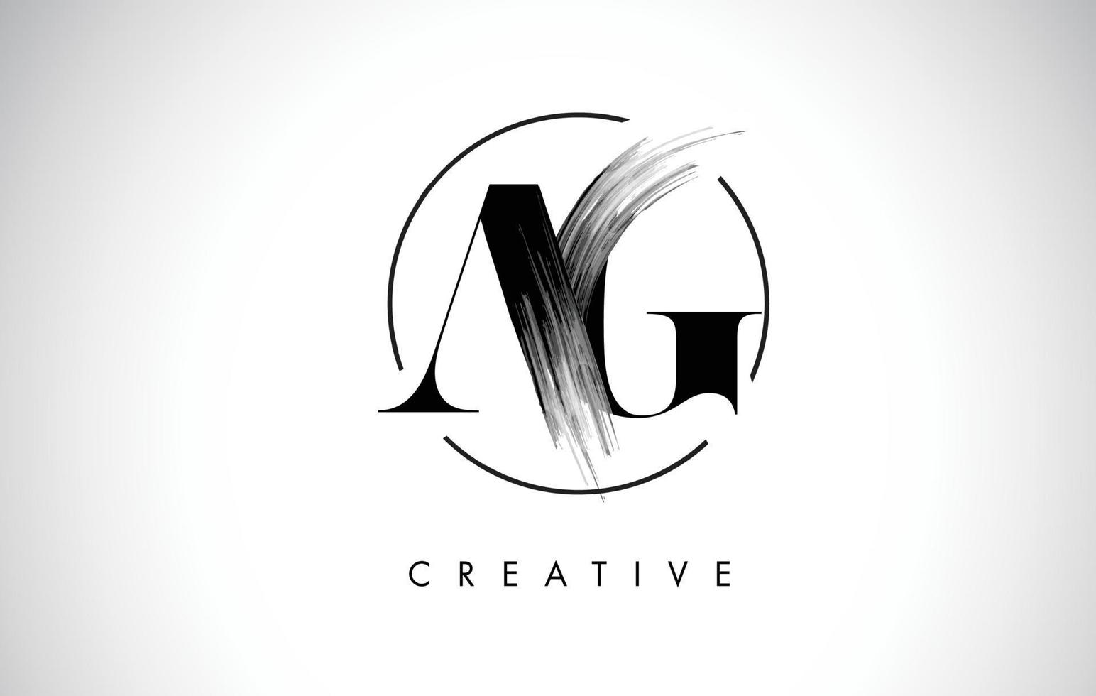 AG Brush Stroke Letter Logo Design. Black Paint Logo Leters Icon. vector