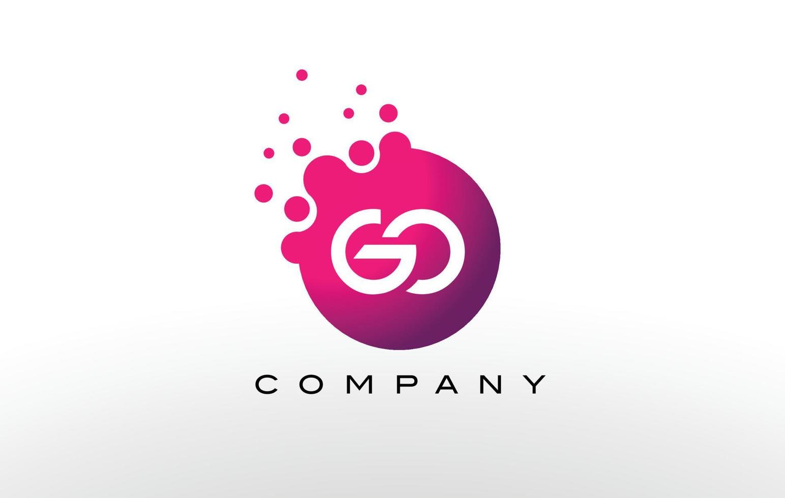 GO Letter Dots Logo Design with Creative Trendy Bubbles. vector