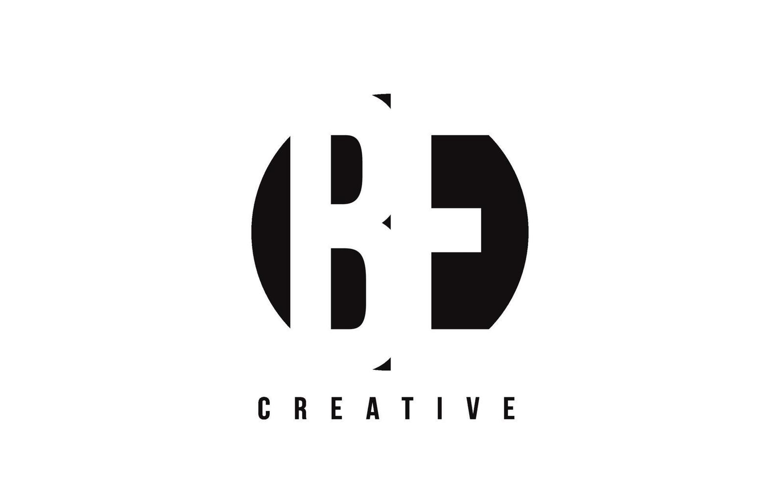 BE B E White Letter Logo Design with Circle Background. vector