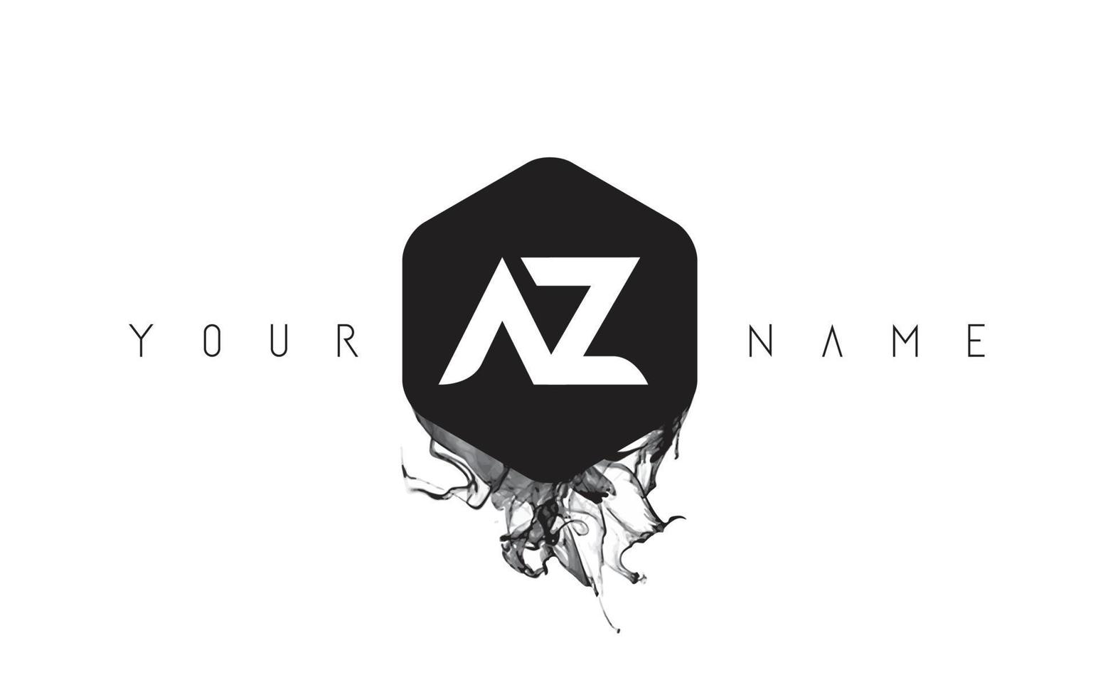 AZ Letter Logo Design with Black Ink Spill vector