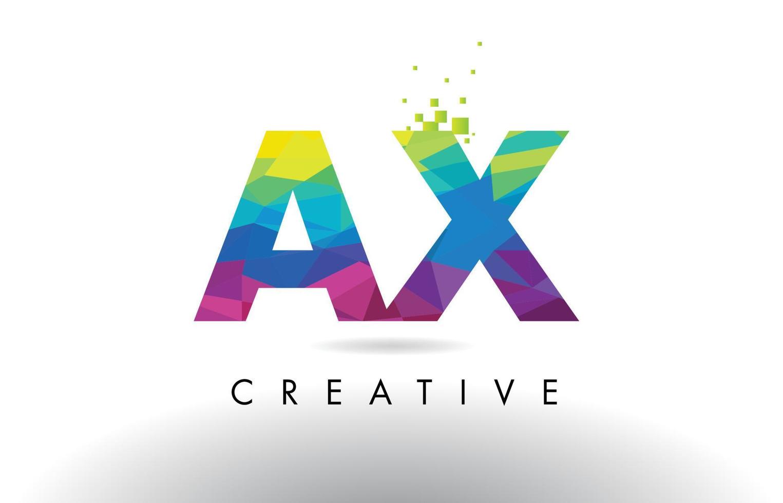 AX A X Colorful Letter Origami Triangles Design Vector. vector