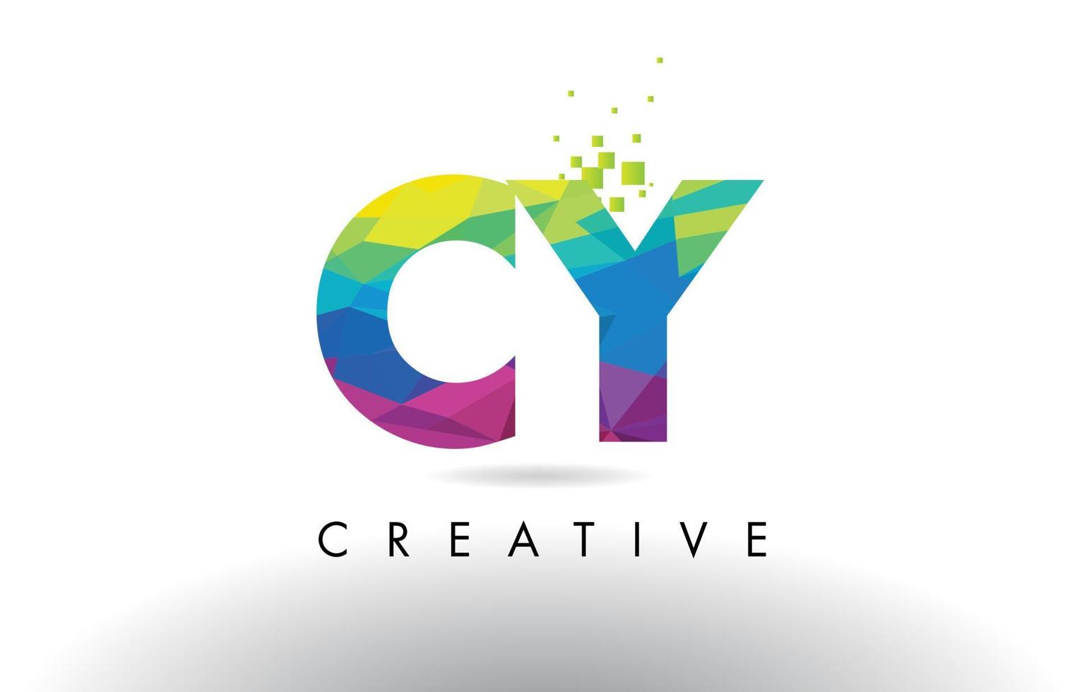 CY C Y Colorful Letter Origami Triangles Design Vector. vector