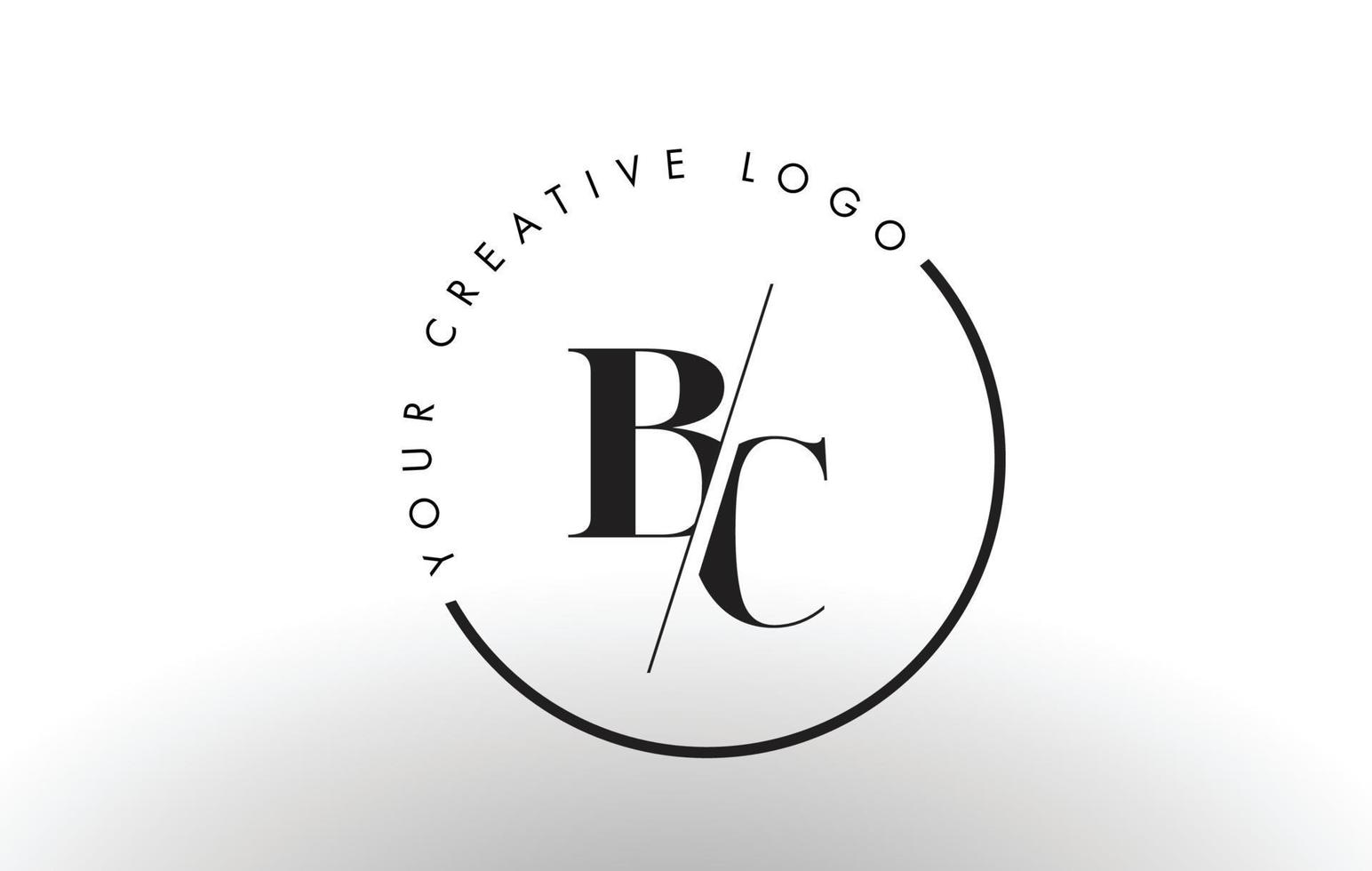 Diseño de logotipo de letra bc serif con corte cruzado creativo. vector