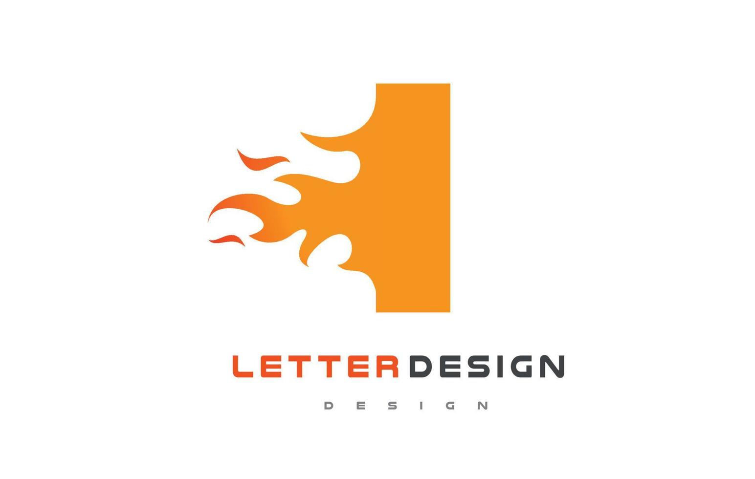 I Letter Flame Logo Design. Fire Logo Lettering Concept. vector