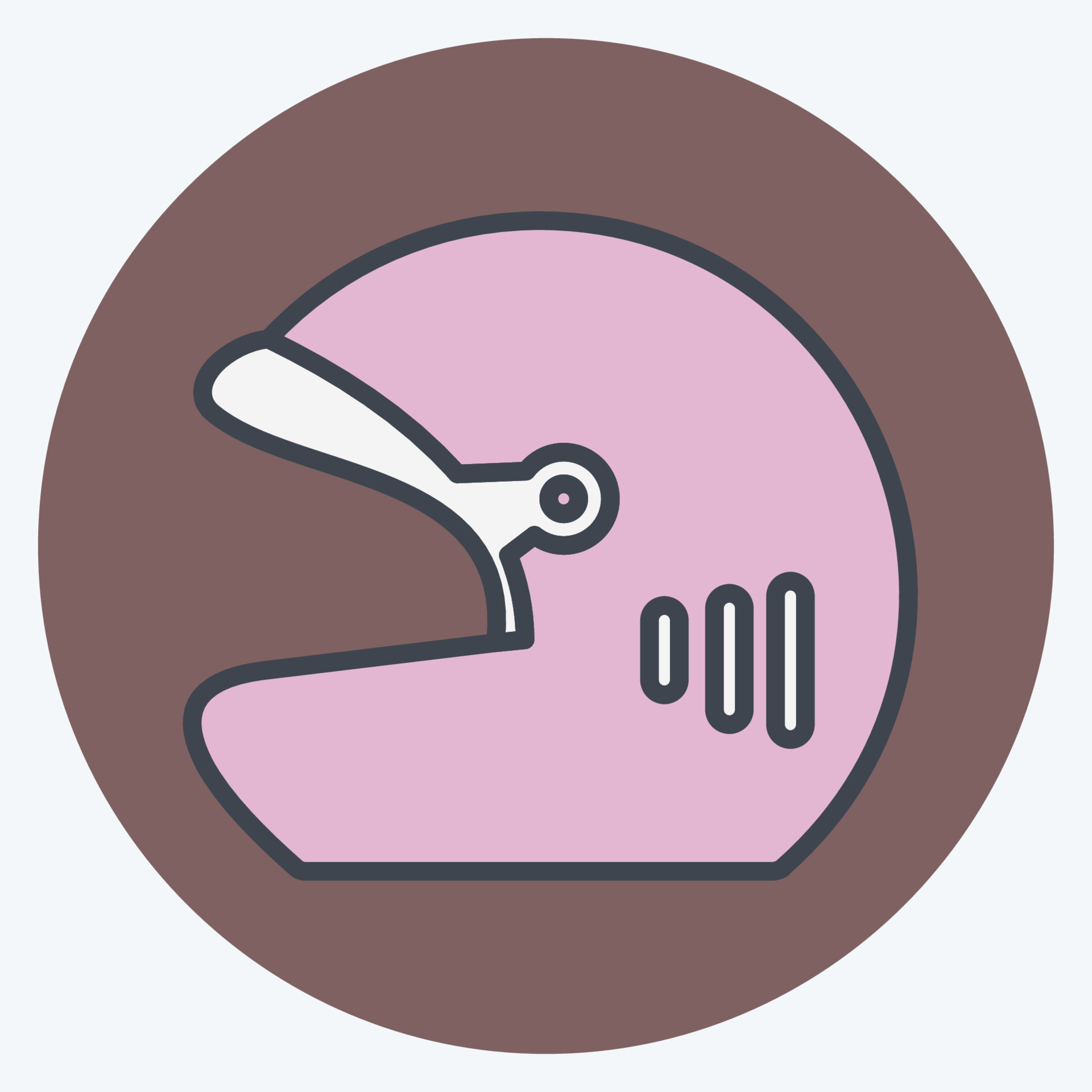 Helmet Icon in trendy color mate style isolated on soft blue background