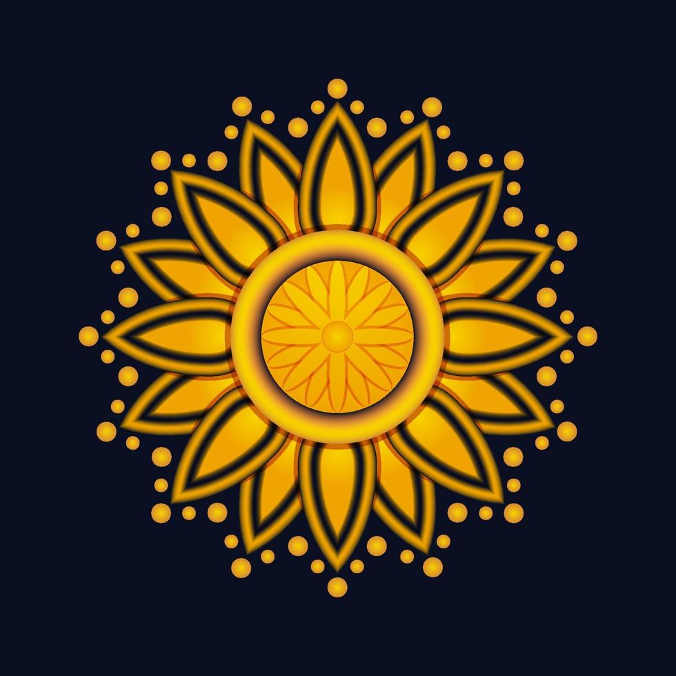 golden flower mandala logo vector