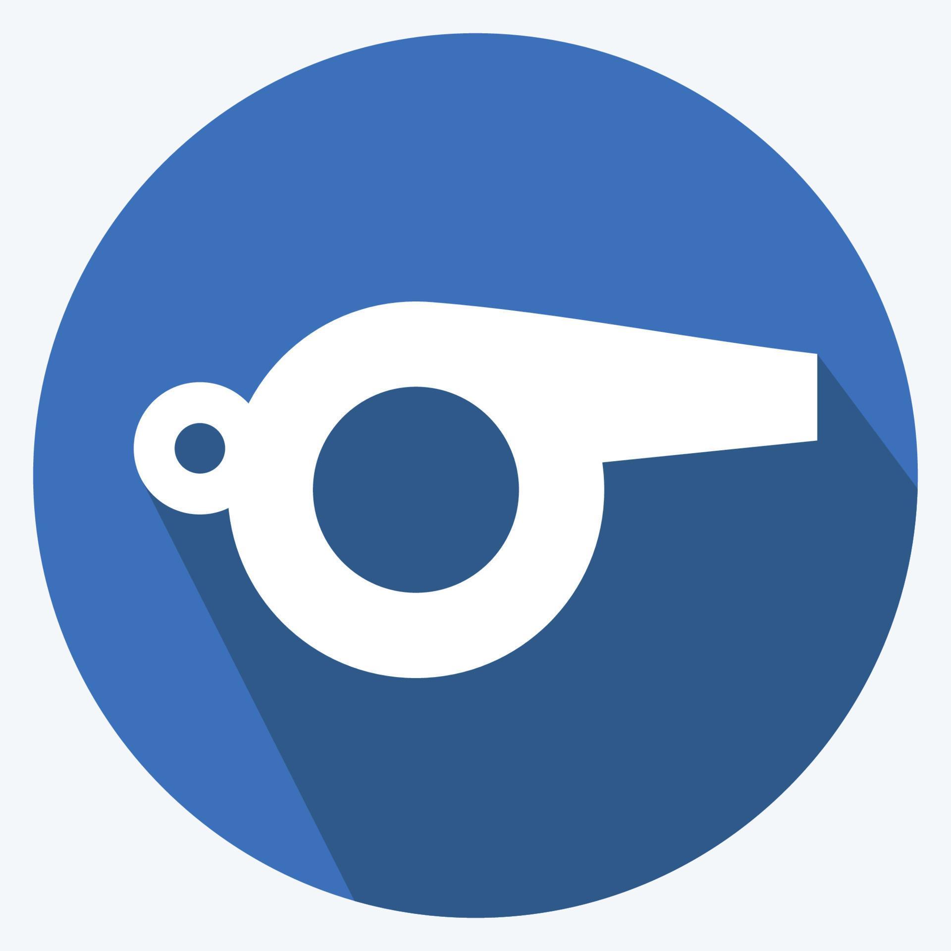 Whistle 1 Icon in trendy long shadow style isolated on soft blue
