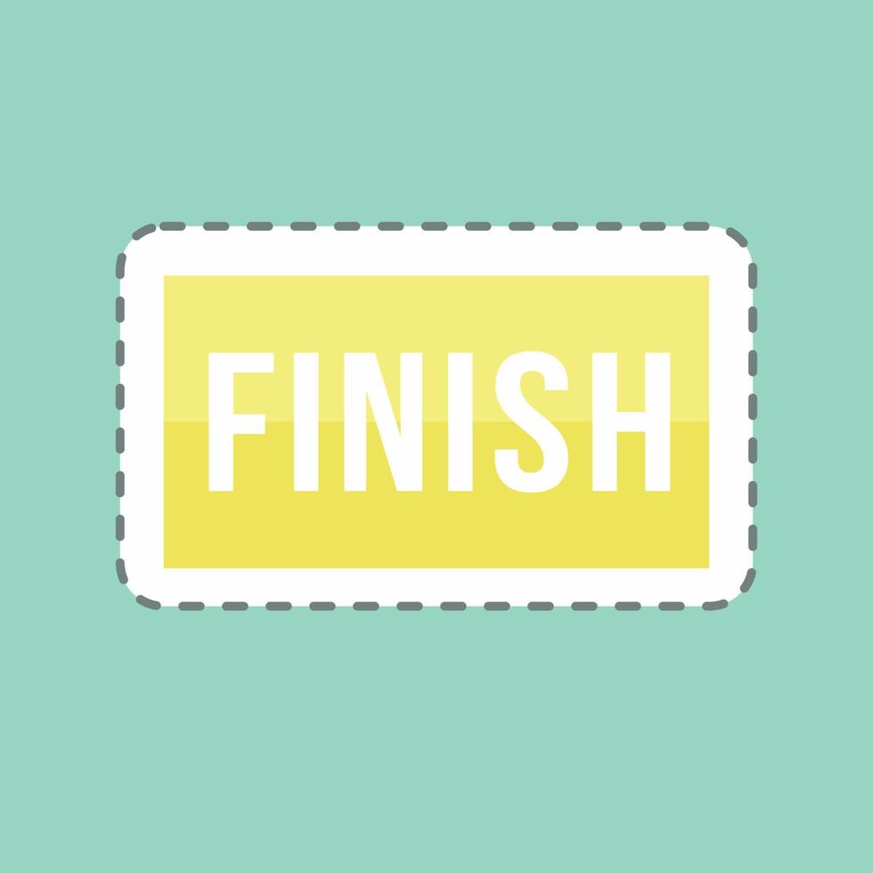 Finish Sticker in trendy line cut isolated on blue background vector