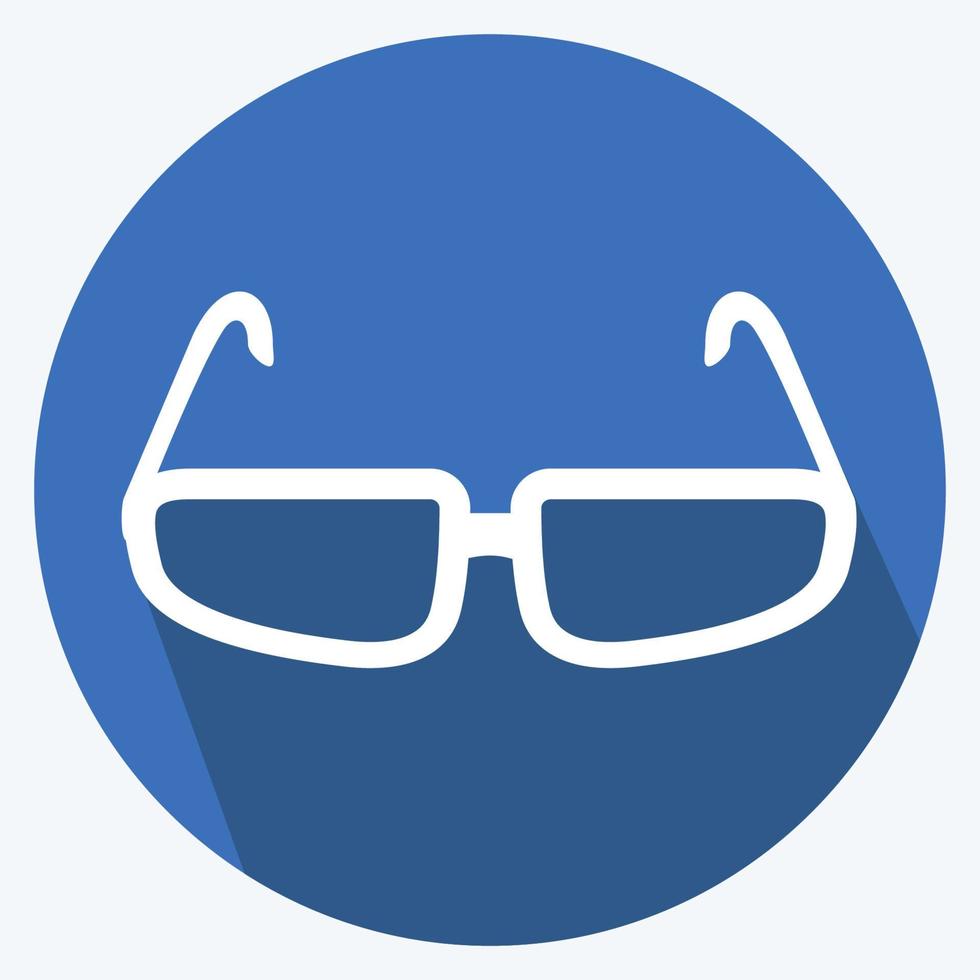 icono de gafas en el moderno estilo de sombra larga aislado sobre fondo azul suave vector