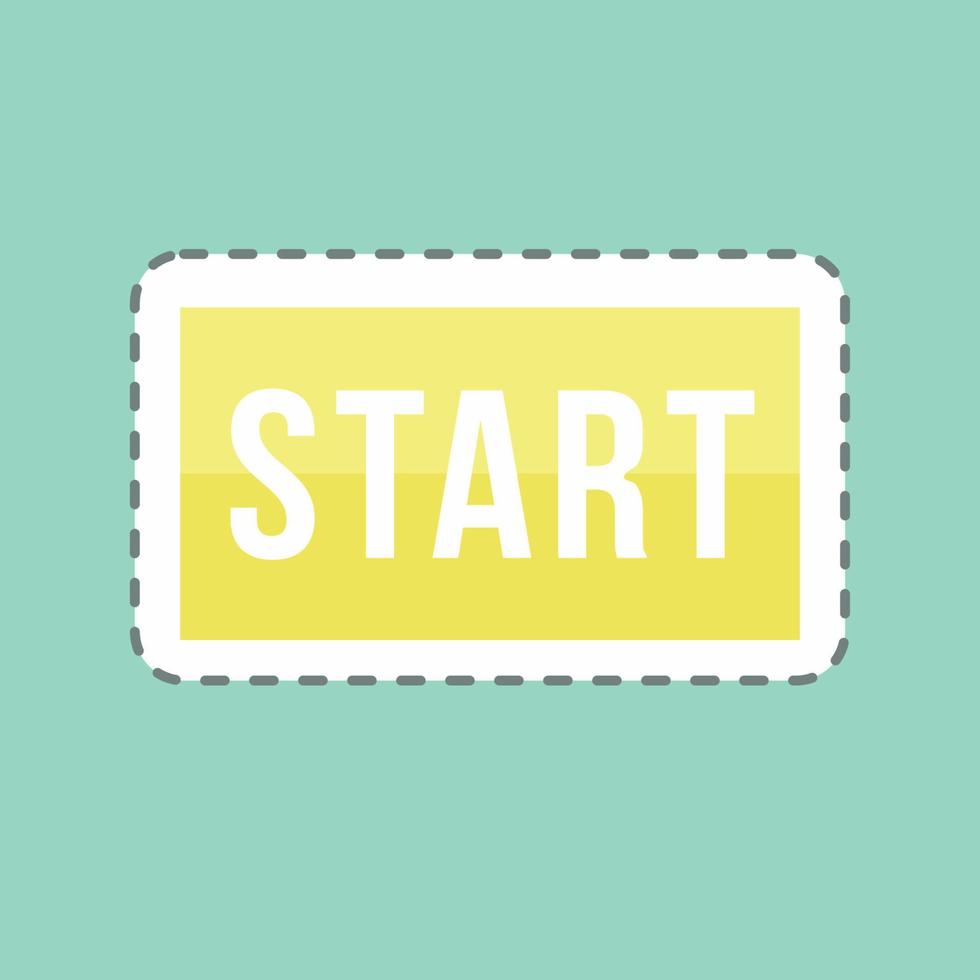 Start Sticker in trendy line cut isolated on blue background vector