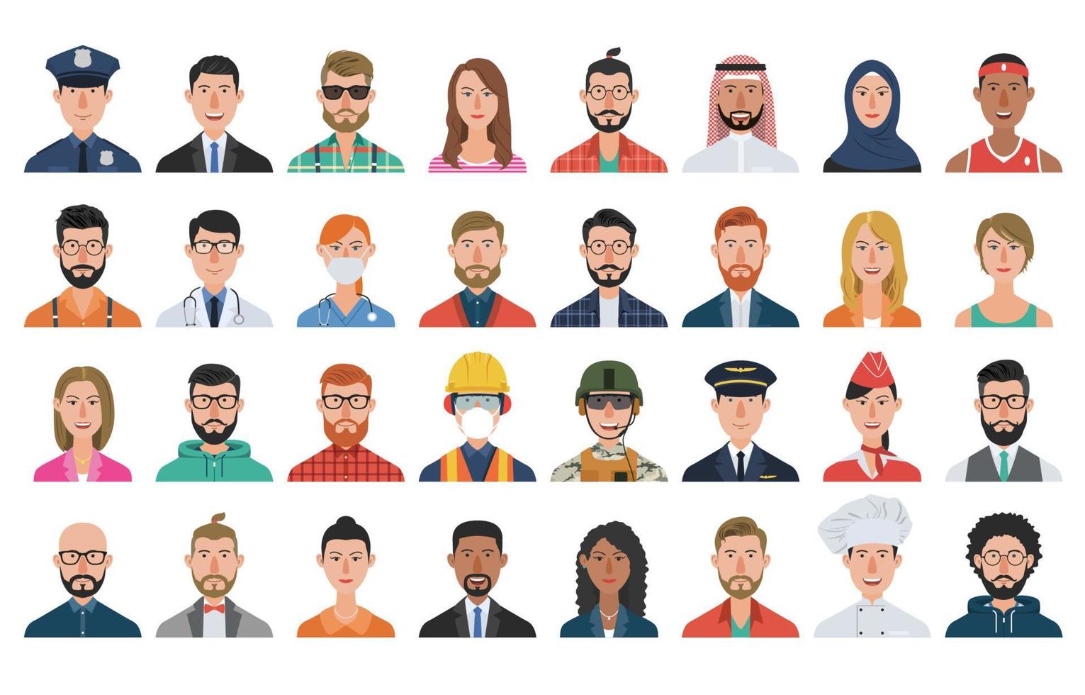 Set of People Avatar Icons vector