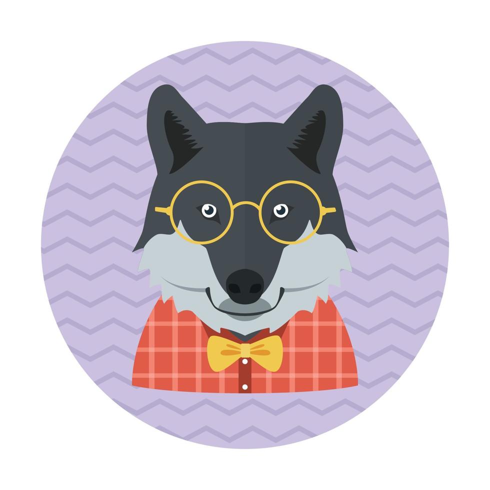 Hipster Wolf Avatar vector