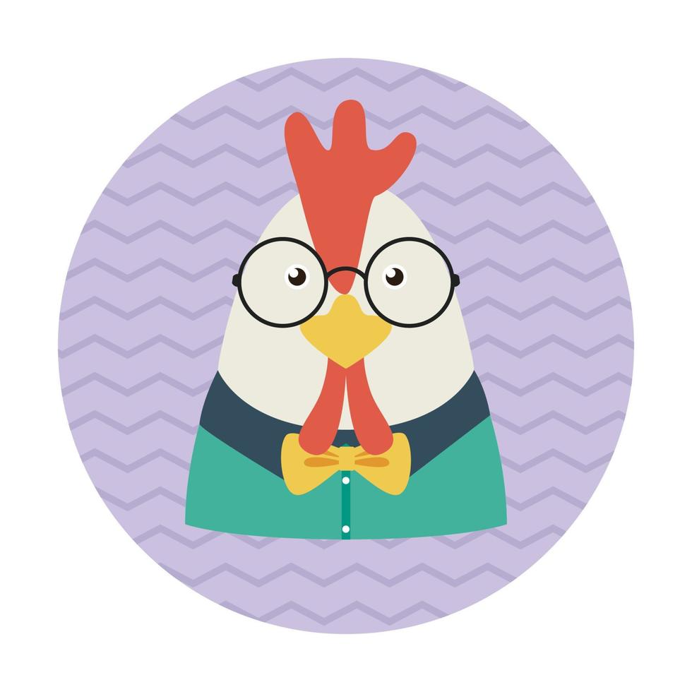 Hipster Chicken Avatar vector