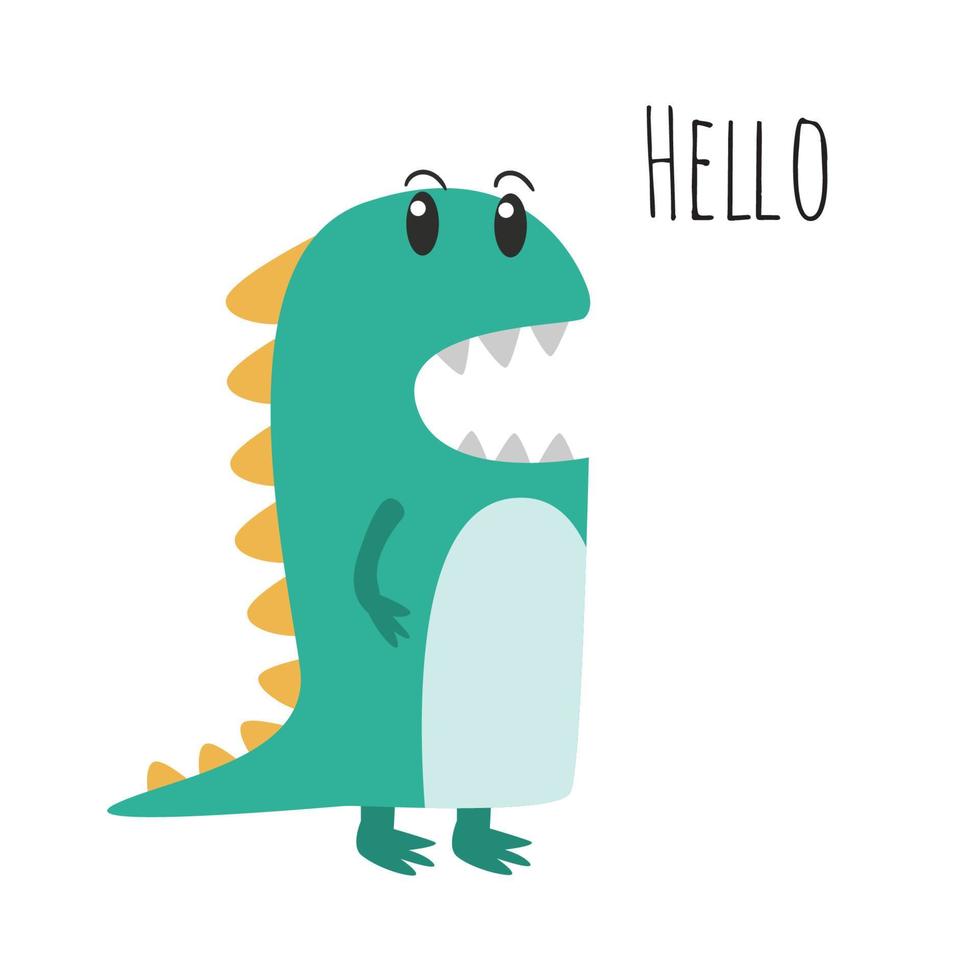 Cute Green Dinosaur Illustration vector