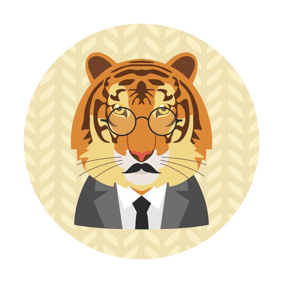 avatar de tigre hipster vector