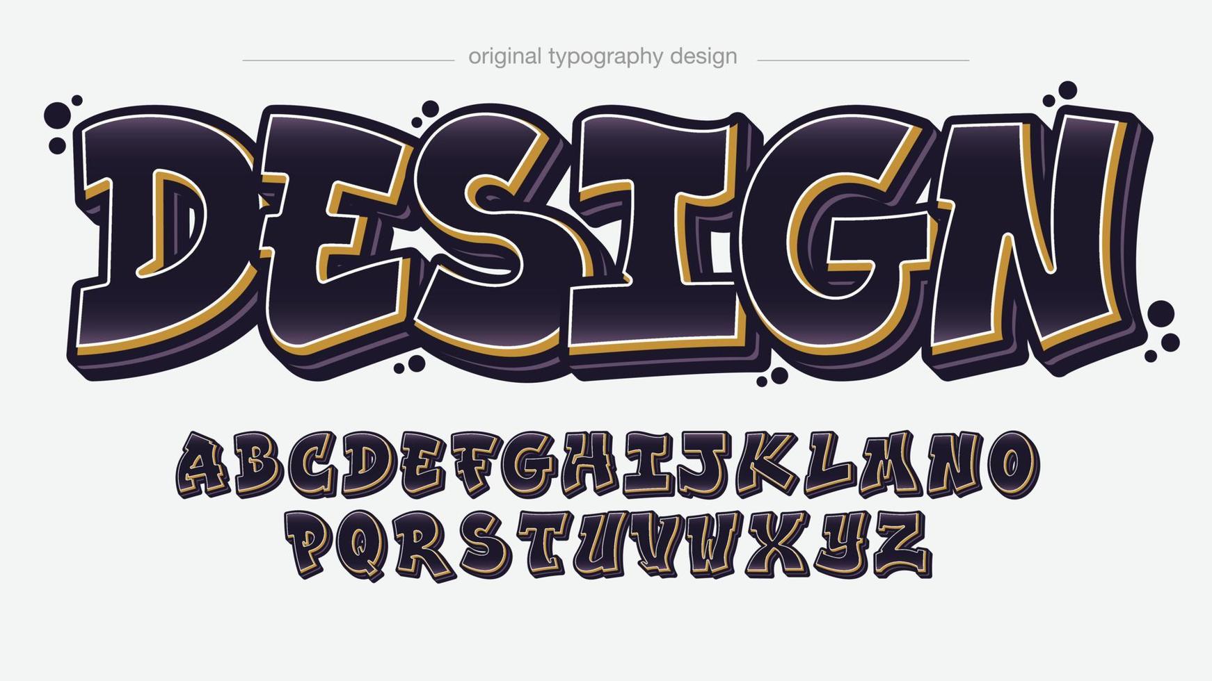 black and yellow bold 3d graffiti style font vector