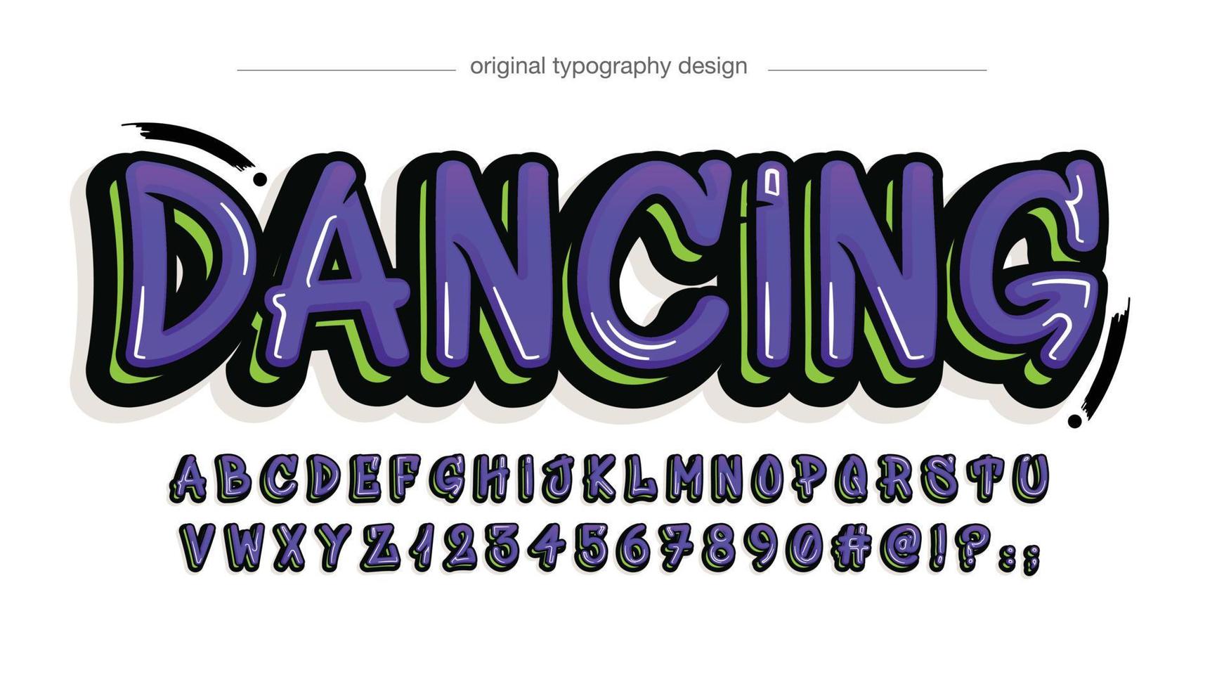 purple and green modern graffiti tag artistic font vector