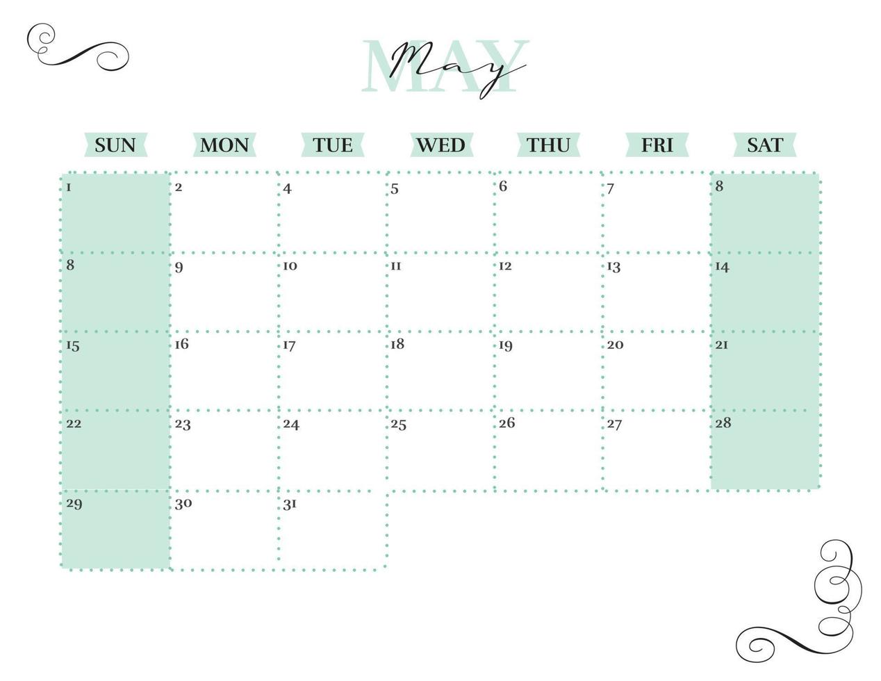 may elegant 2022 monthly calendar planner printable vector