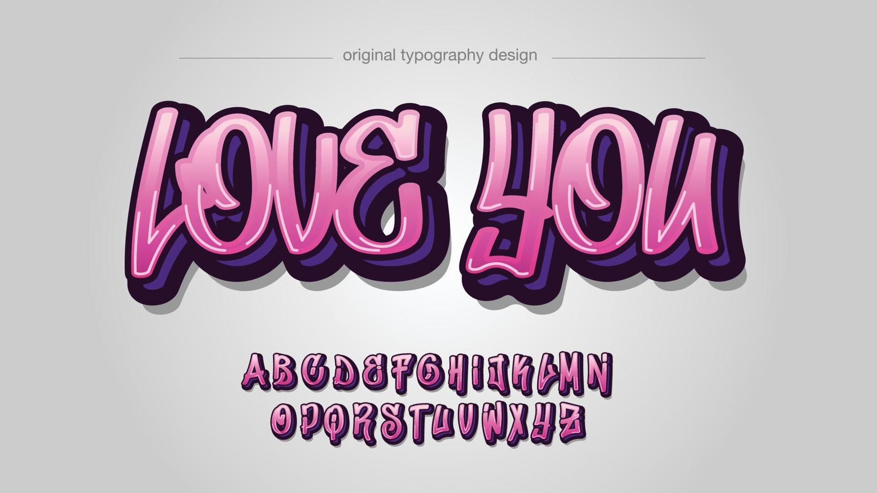 pink 3d graffiti tag artistic font vector