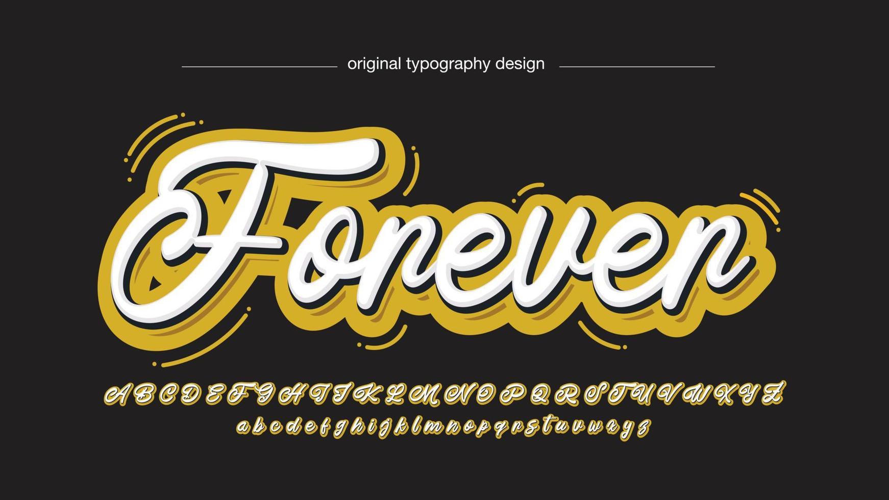 yellow and white 3d calligraphy artistic font vector