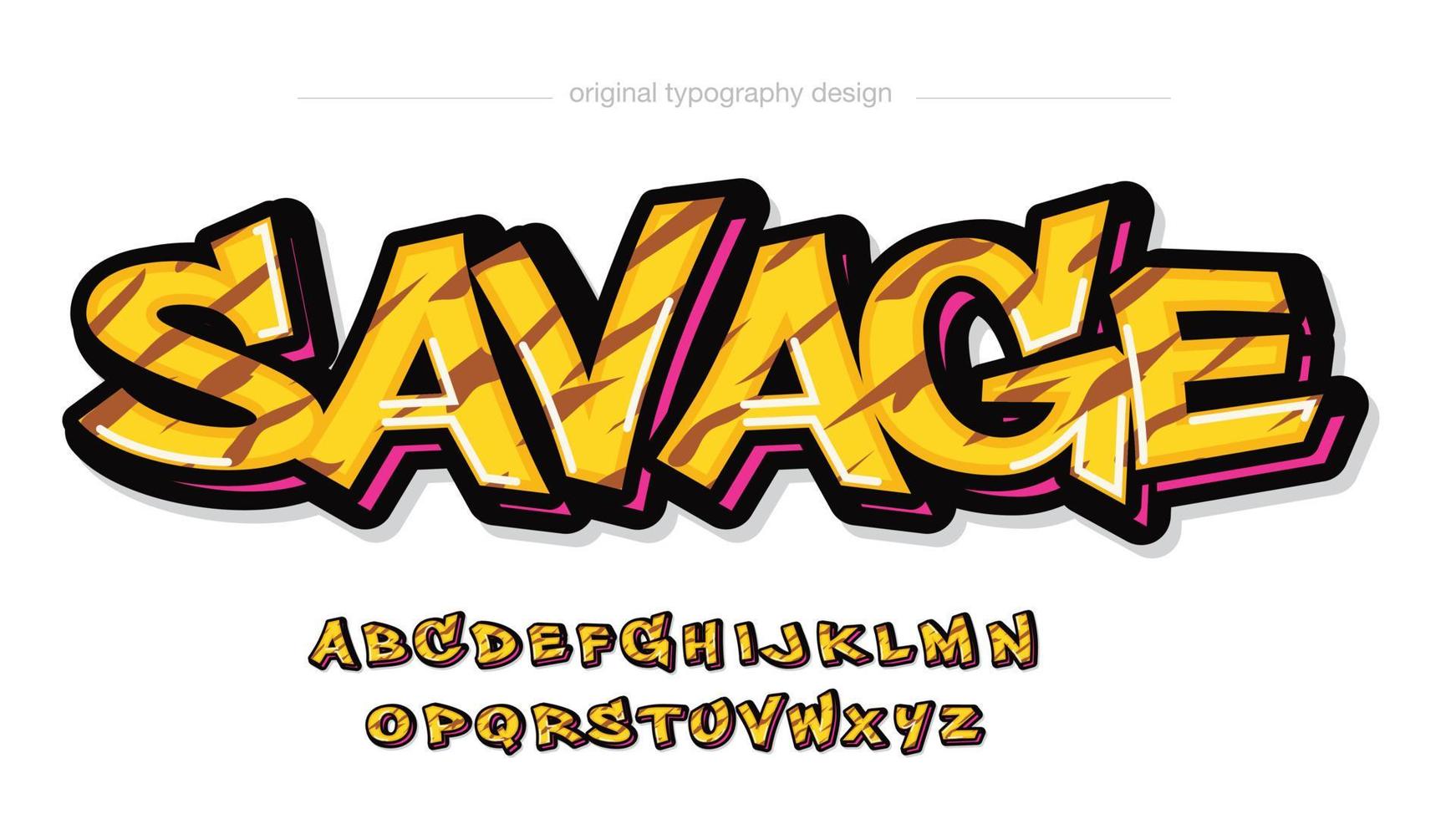 yellow animal graffiti calligraphy artistic font typography vector