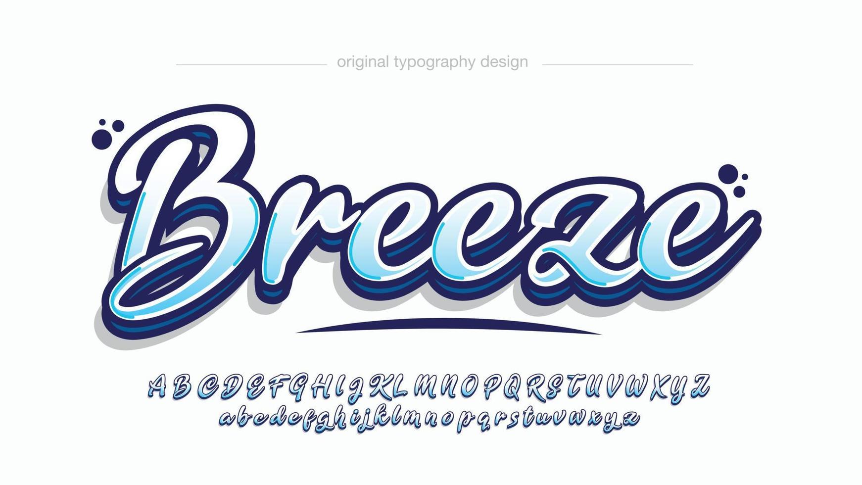 blue modern 3d graffiti calligraphy artistic font typography vector