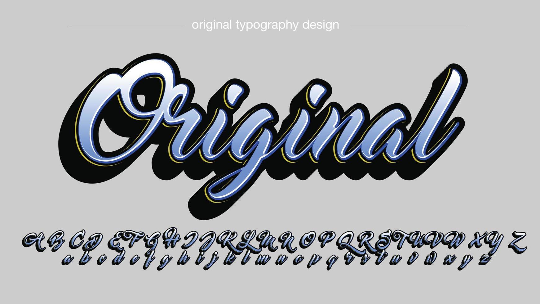 blue 3d italic calligraphy artistic font vector
