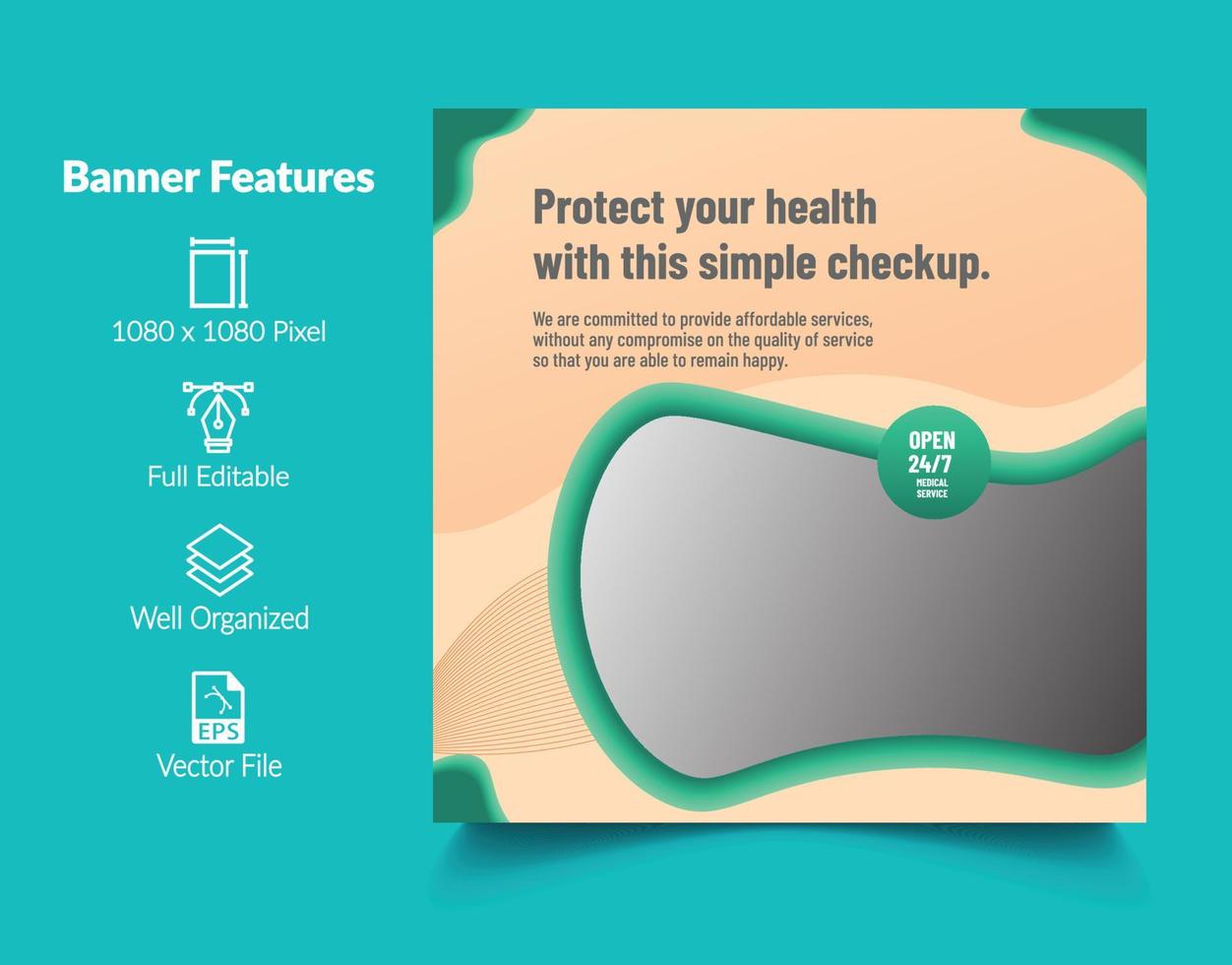 Medical health social media Post Template vector