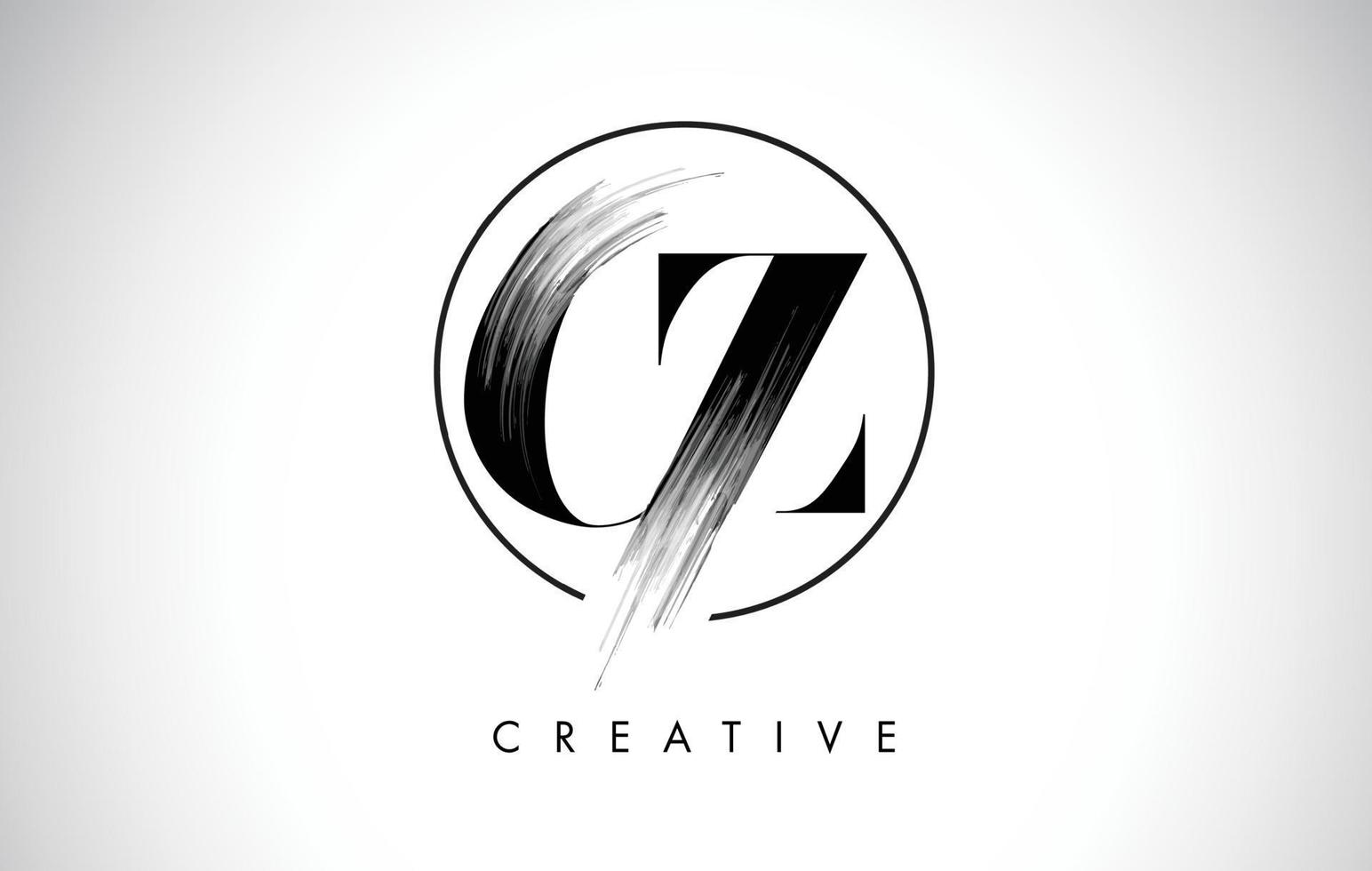 CZ Brush Stroke Letter Logo Design. Black Paint Logo Leters Icon. vector