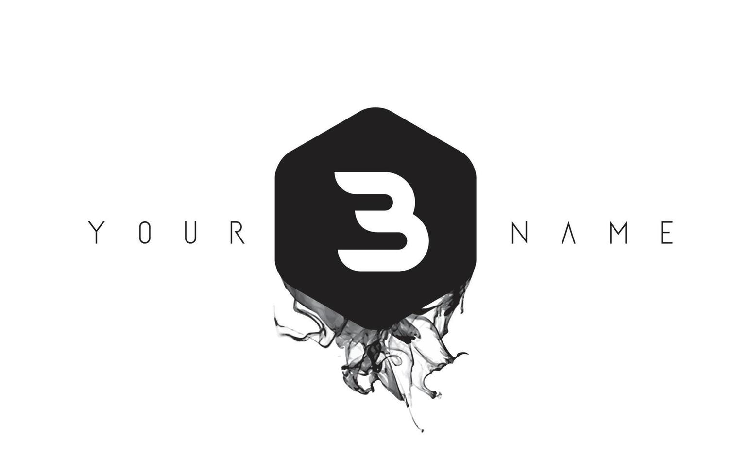 Diseño de logotipo de letra b con derrame de tinta negra vector