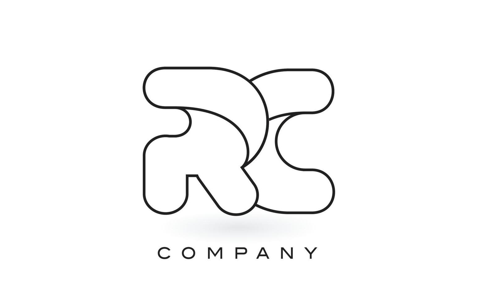 RC Monogram Letter Logo With Thin Black Monogram Outline Contour. Modern Trendy Letter Design Vector. vector