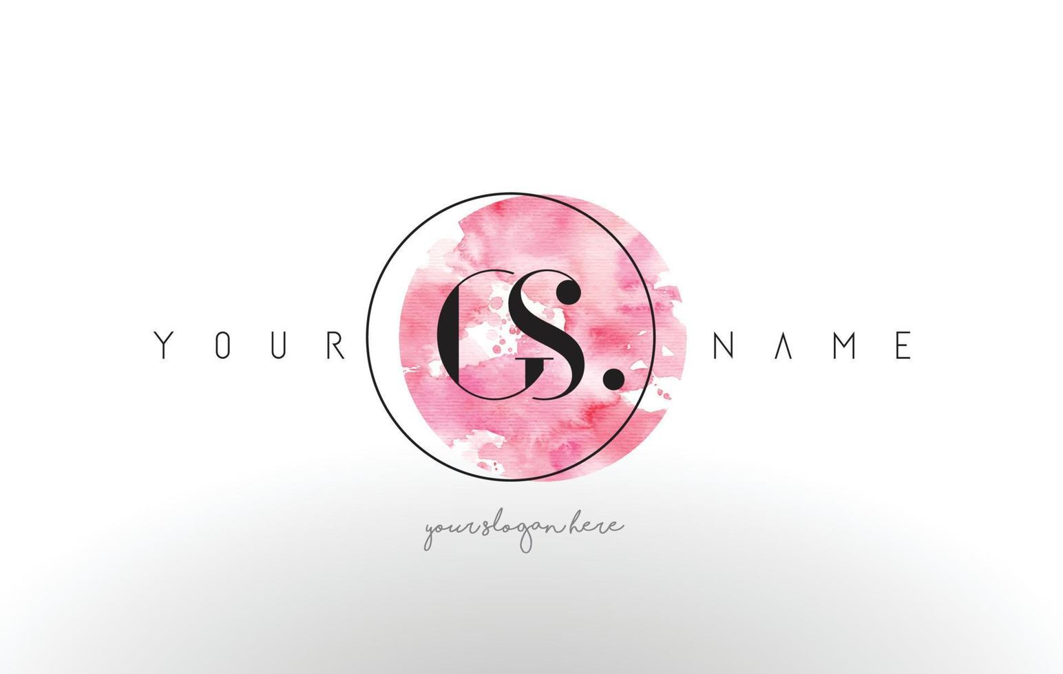 GS Letter Logo Design with Watercolor Circular Brush Stroke. vector