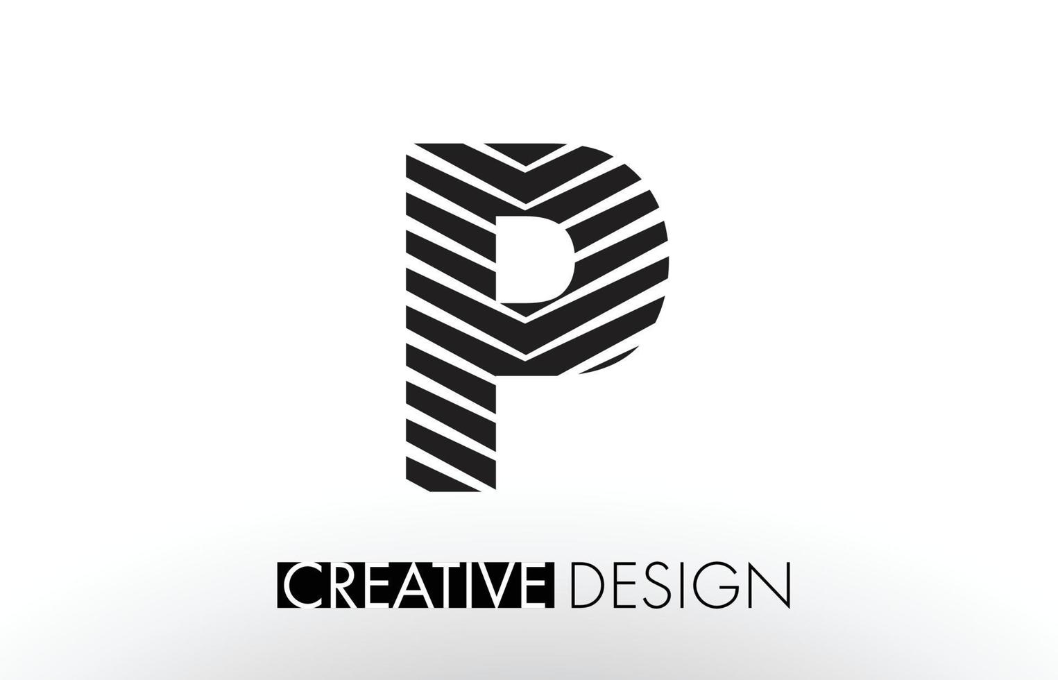 P Lines Letter Design with Creative Elegant Zebra vector