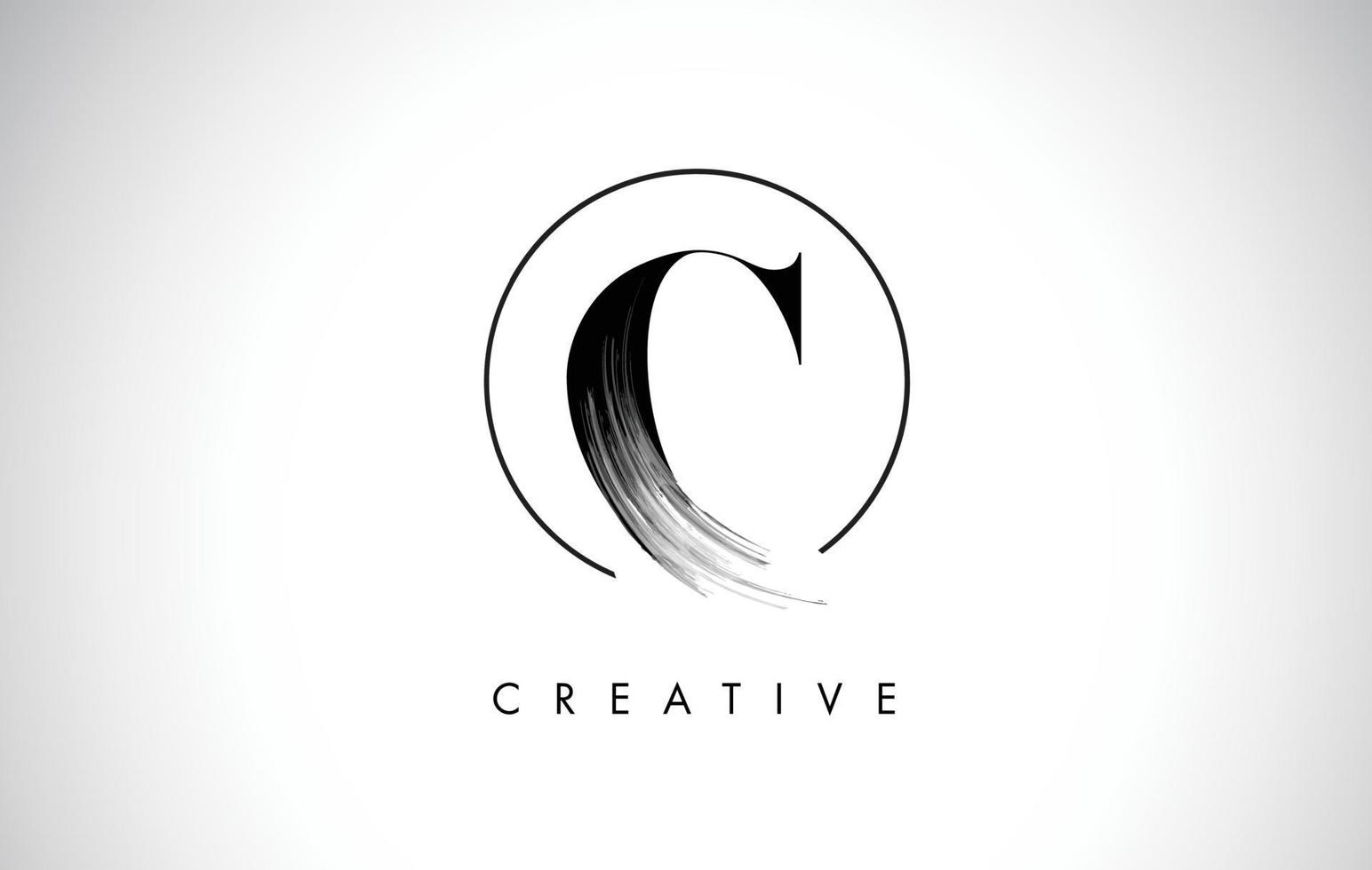 C Brush Stroke Letter Logo Design. Black Paint Logo Leters Icon. vector