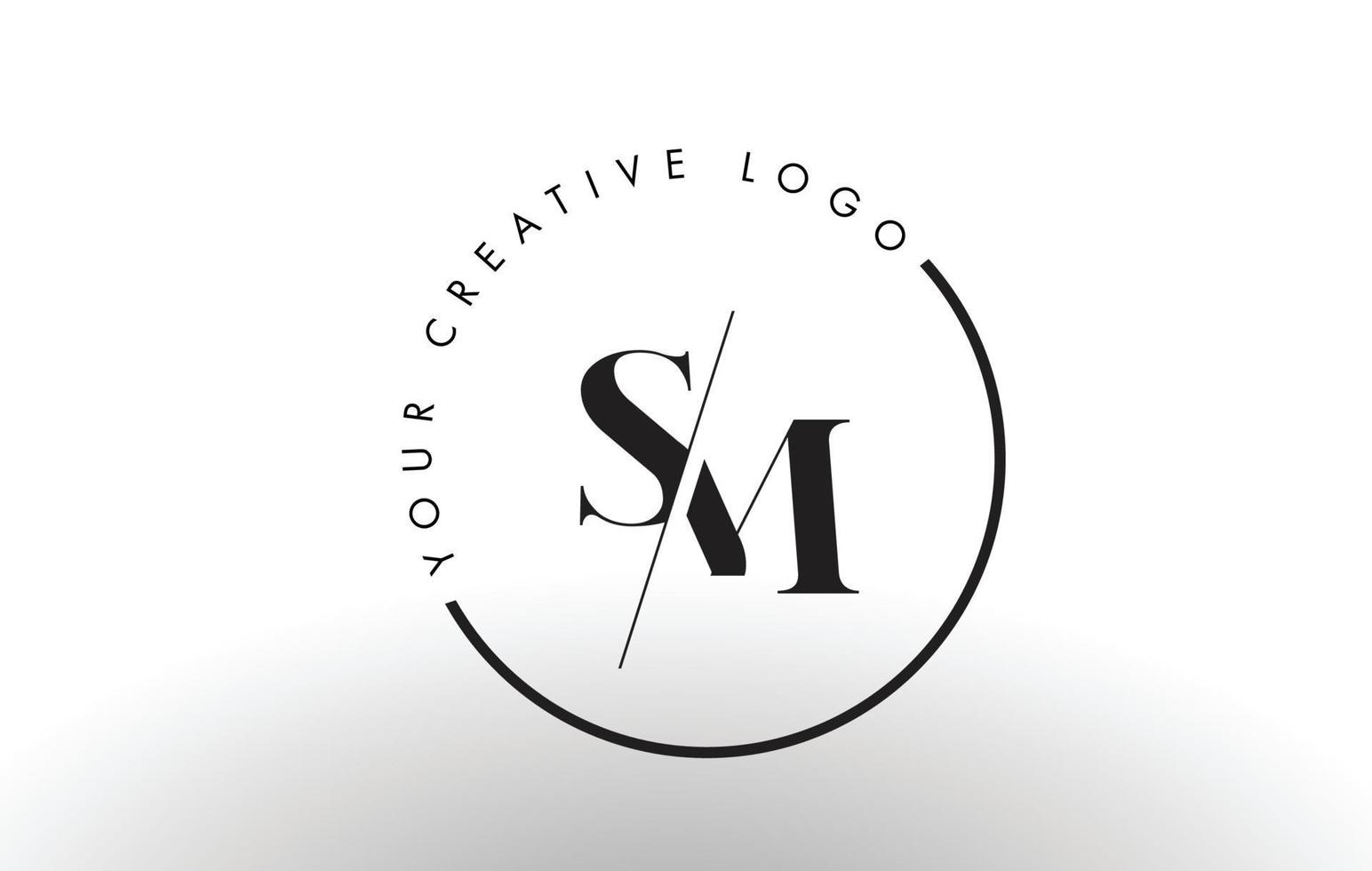 Diseño de logotipo de letra SM serif con corte intersectado creativo. vector