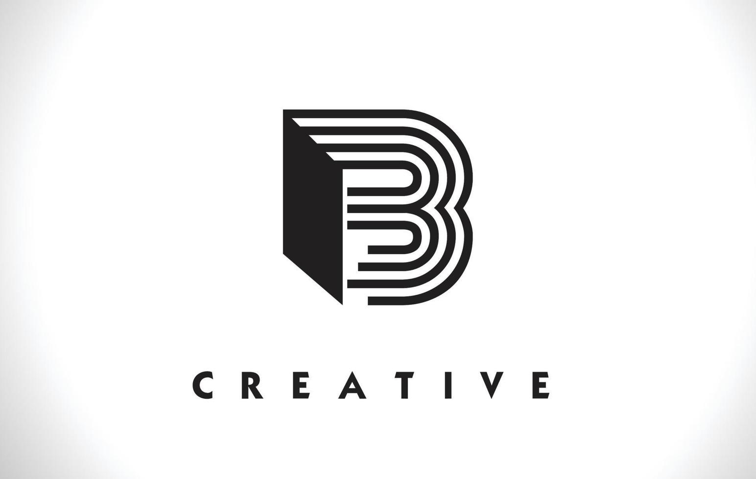 B Logo Letter With Black Lines Design. Line Letter Vector Illustration