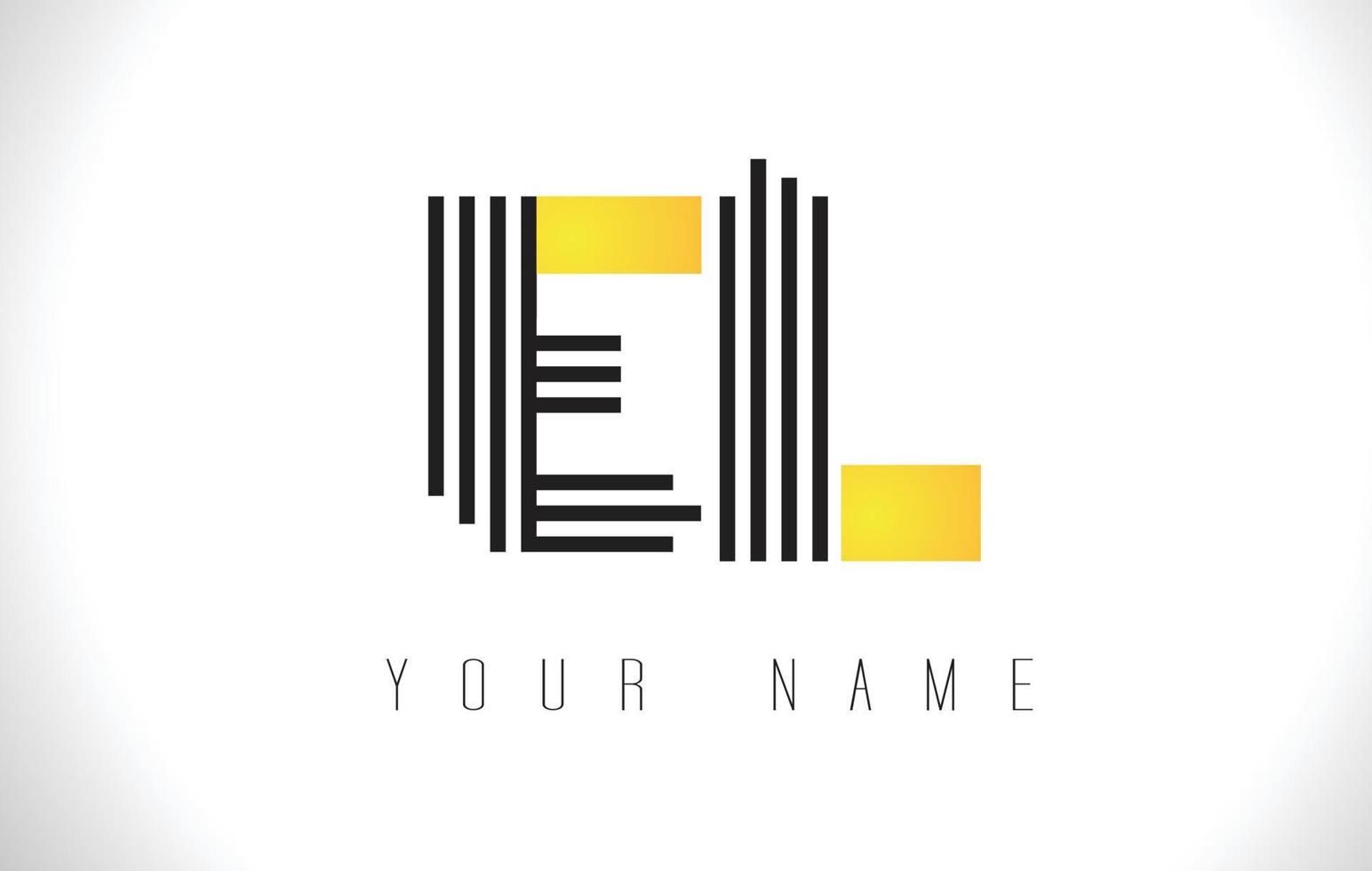EL Black Lines Letter Logo. Creative Line Letters Vector Template.
