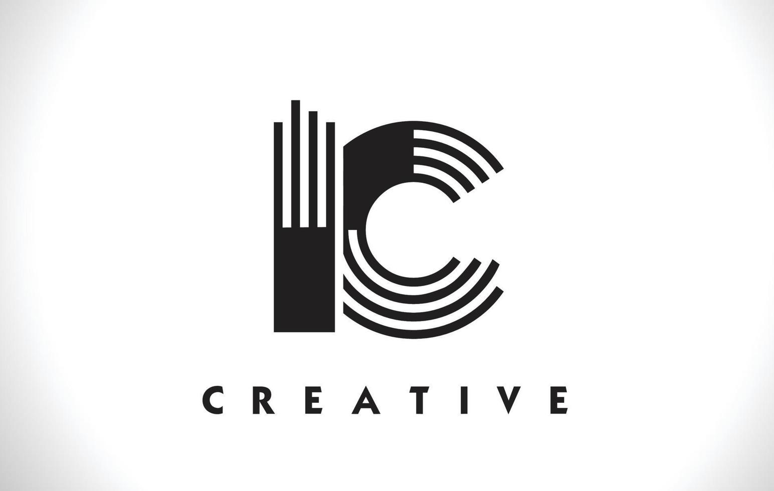 IC Logo Letter With Black Lines Design. Line Letter Vector Illustration