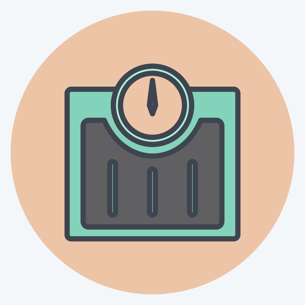 Weighing Machine Icon in trendy color mate style isolated on soft blue background vector
