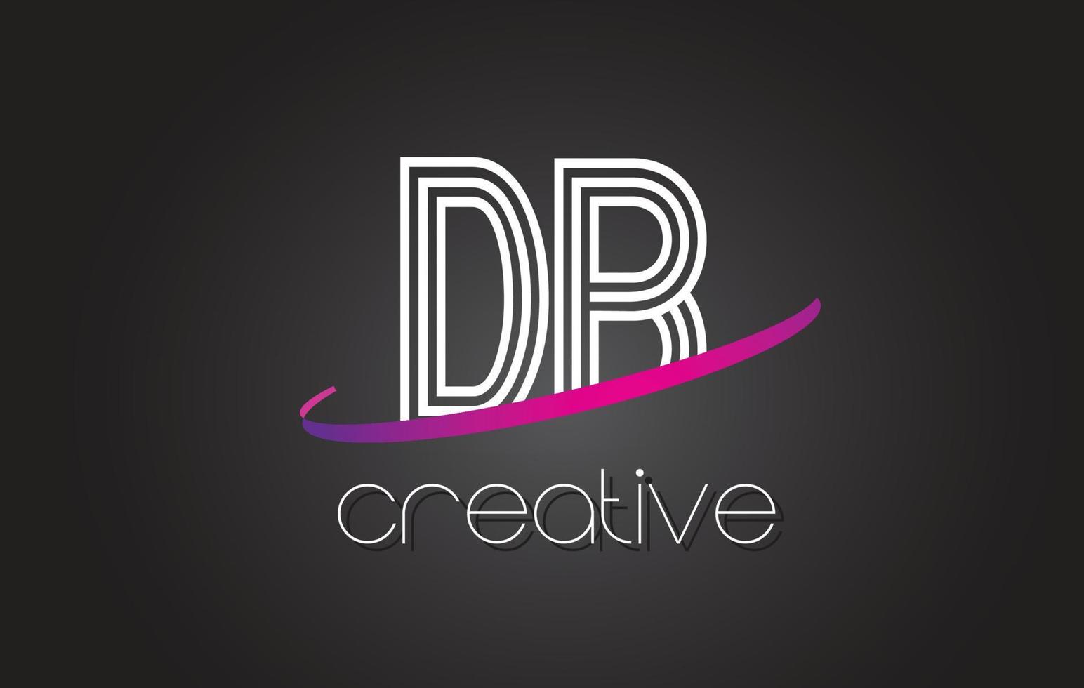 DB D B Letter Logo with Lines Design And Purple Swoosh. vector