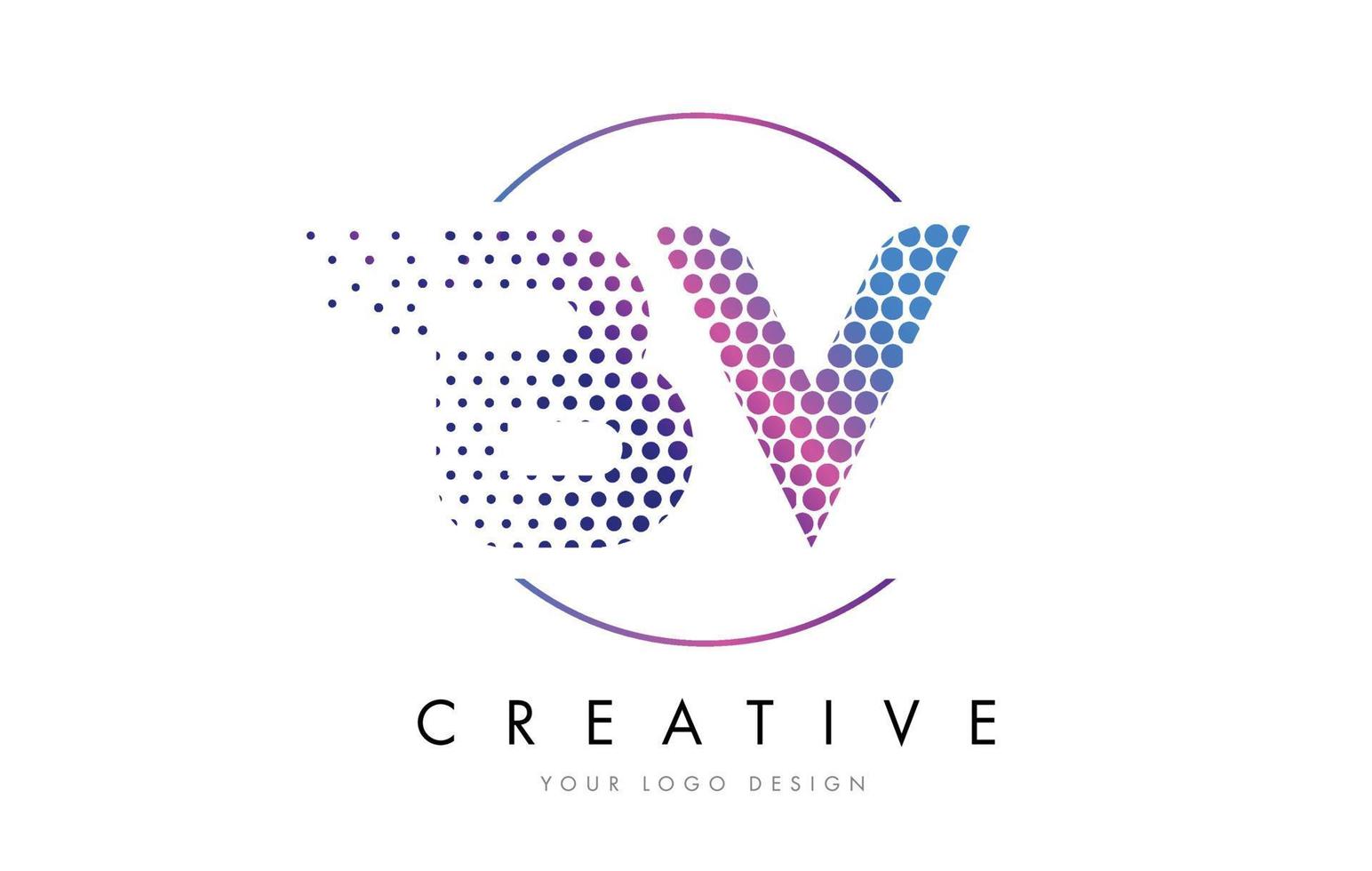 BV B V Pink Magenta Dotted Bubble Letter Logo Design Vector