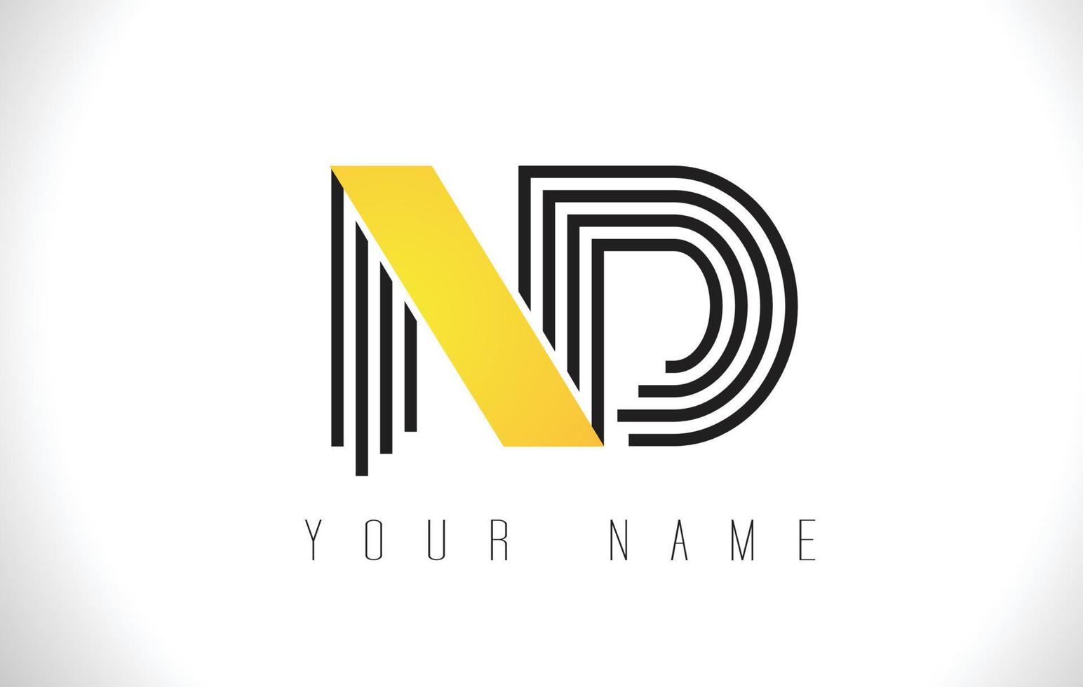 ND Black Lines Letter Logo. Creative Line Letters Vector Template.