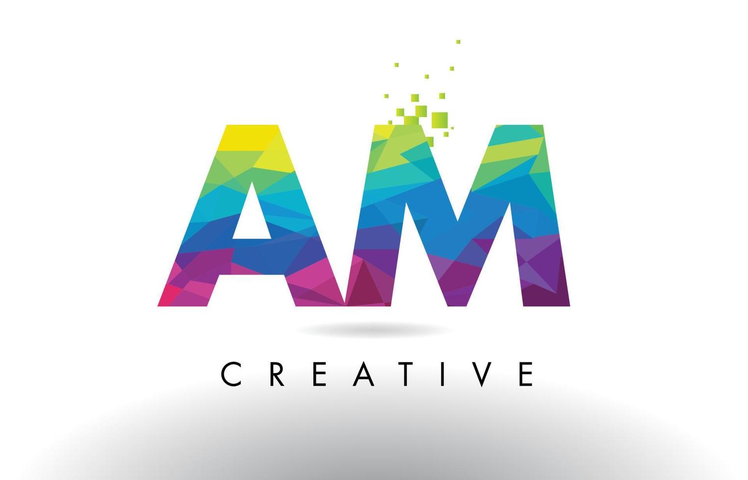 AM A M Colorful Letter Origami Triangles Design Vector. vector