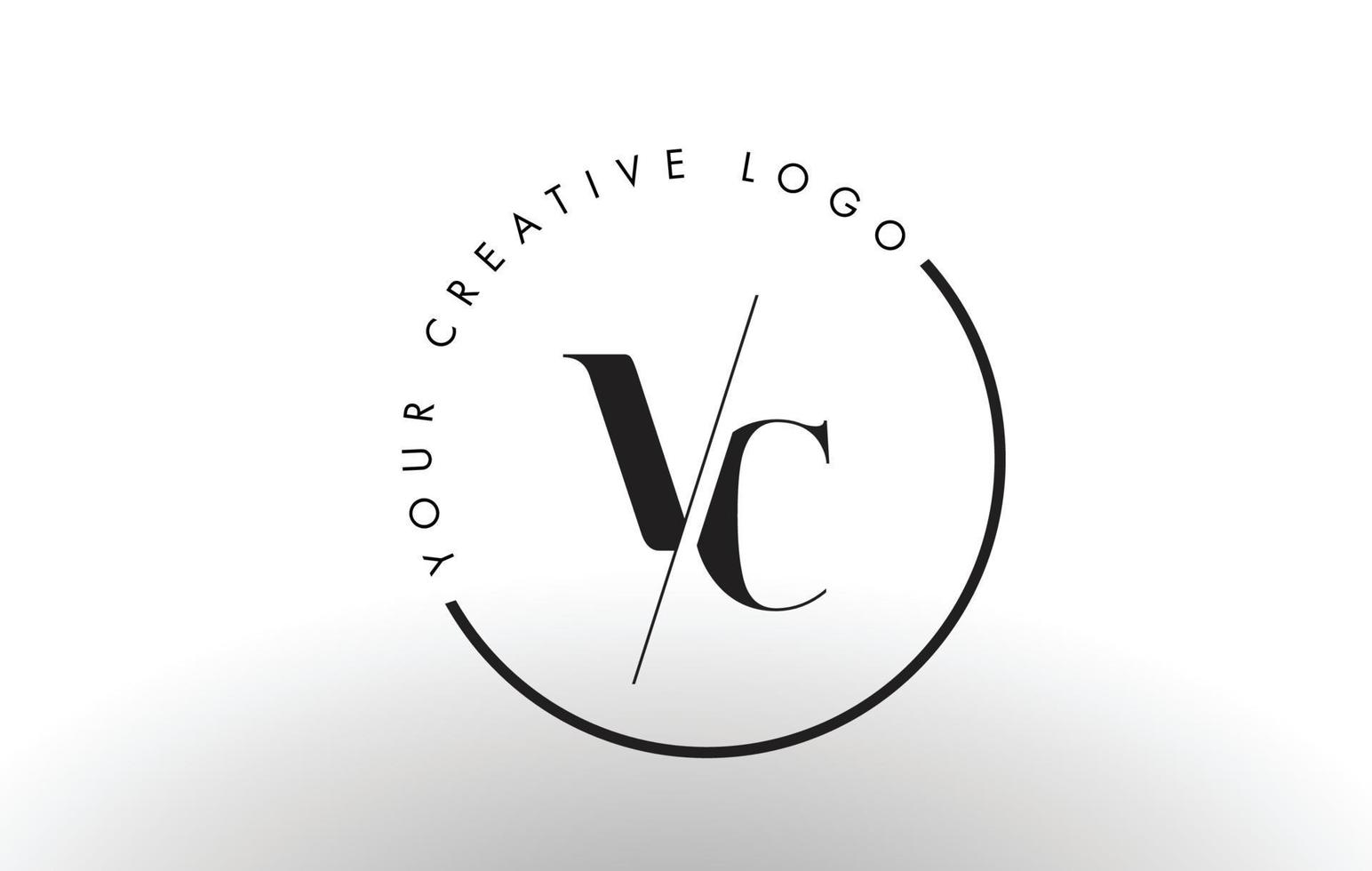 VC Serif Letter Logo Design with Creative Intersected Cut. vector