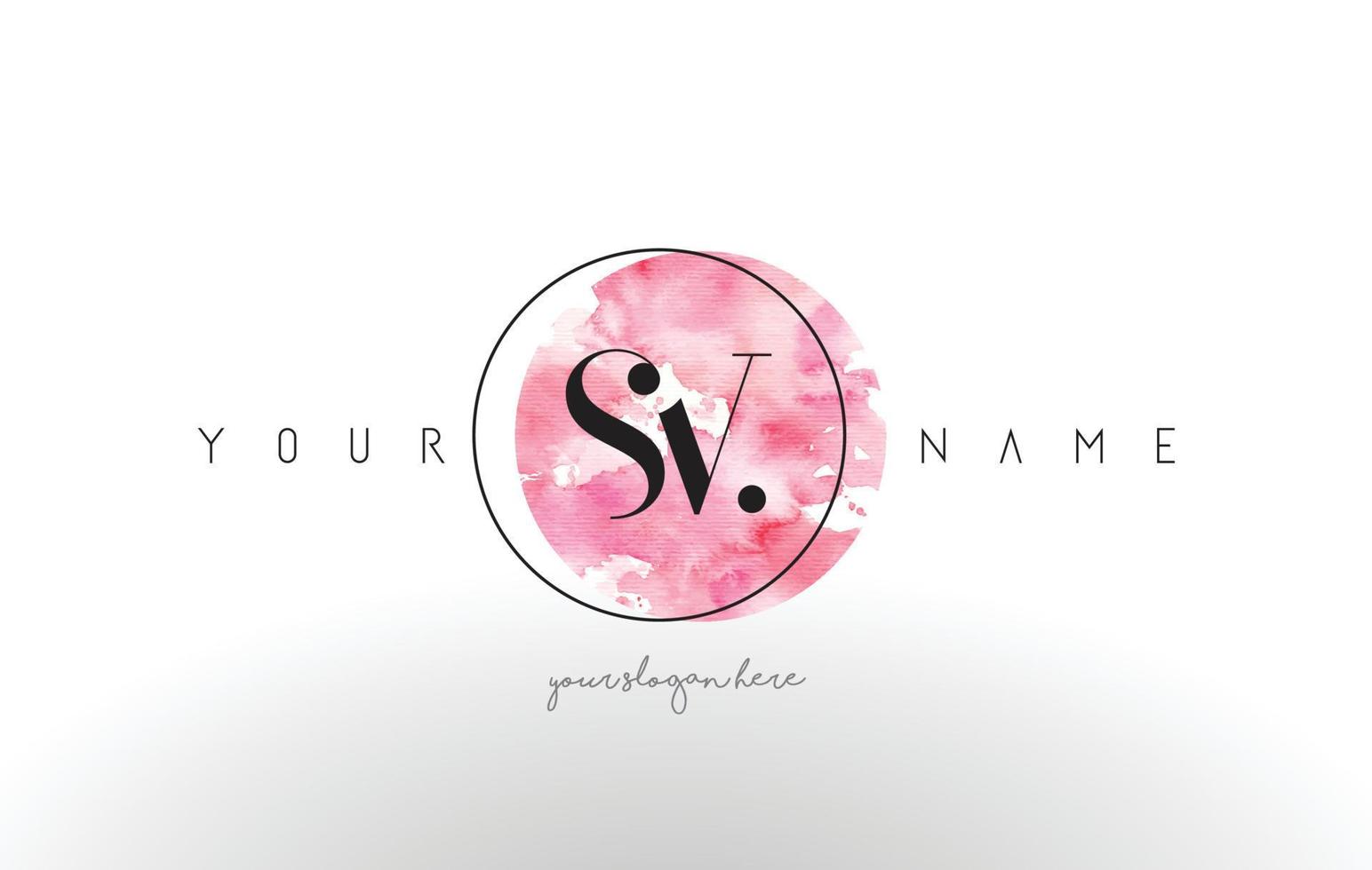 SV Letter Logo Design with Watercolor Circular Brush Stroke. vector